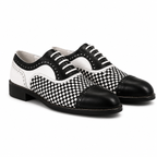 Noir Check Woven Leather Oxford Shoes