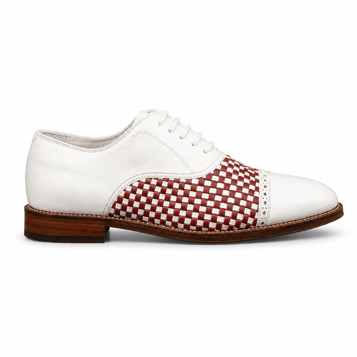 Rosso Ivory Woven Leather Oxford Shoes