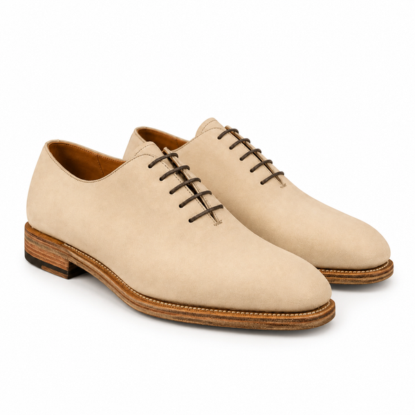 Sahara Beige Leather Wholecut Shoes