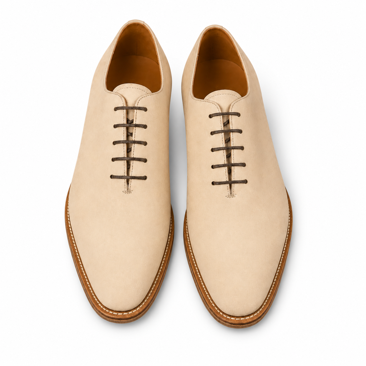 Sahara Beige Leather Wholecut Shoes