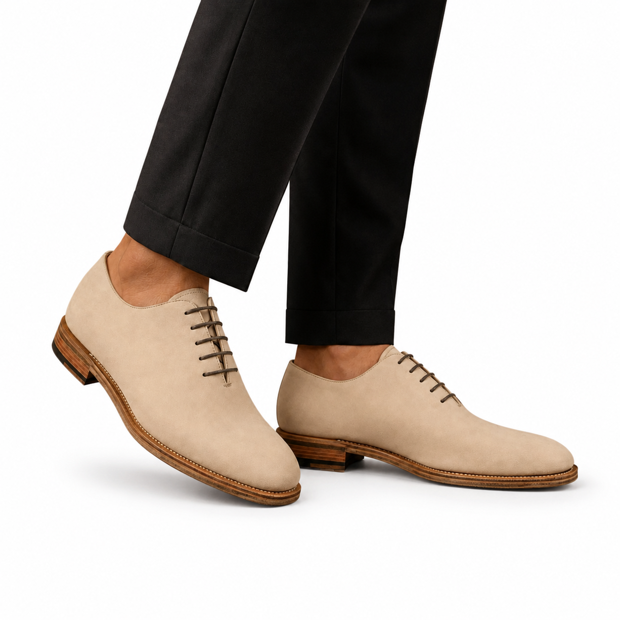 Sahara Beige Leather Wholecut Shoes