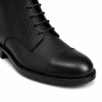 Atlas Black Leather Buckle Lace-Up Boots