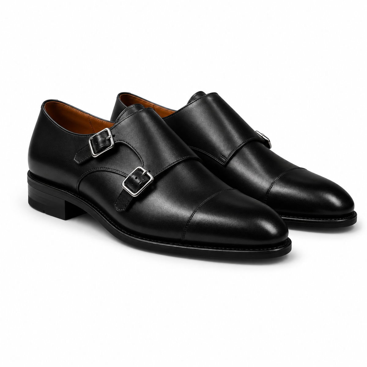 Sterling Black Double Monk Strap Shoes