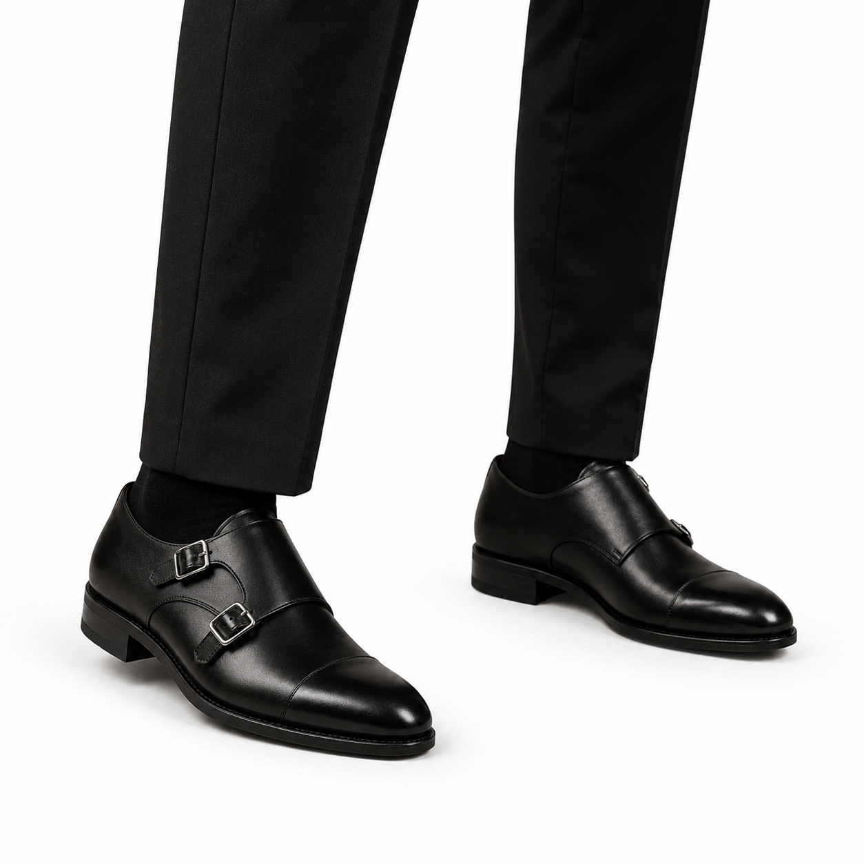 Sterling Black Double Monk Strap Shoes