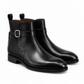 Sterling Black Leather Buckle Ankle Boots