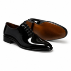 Noir Black Patent Leather Wholecut Oxford Shoes