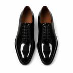 Noir Black Patent Leather Wholecut Oxford Shoes