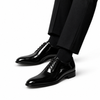 Noir Black Patent Leather Wholecut Oxford Shoes