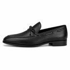 Sarto Black Leather Bow Loafers