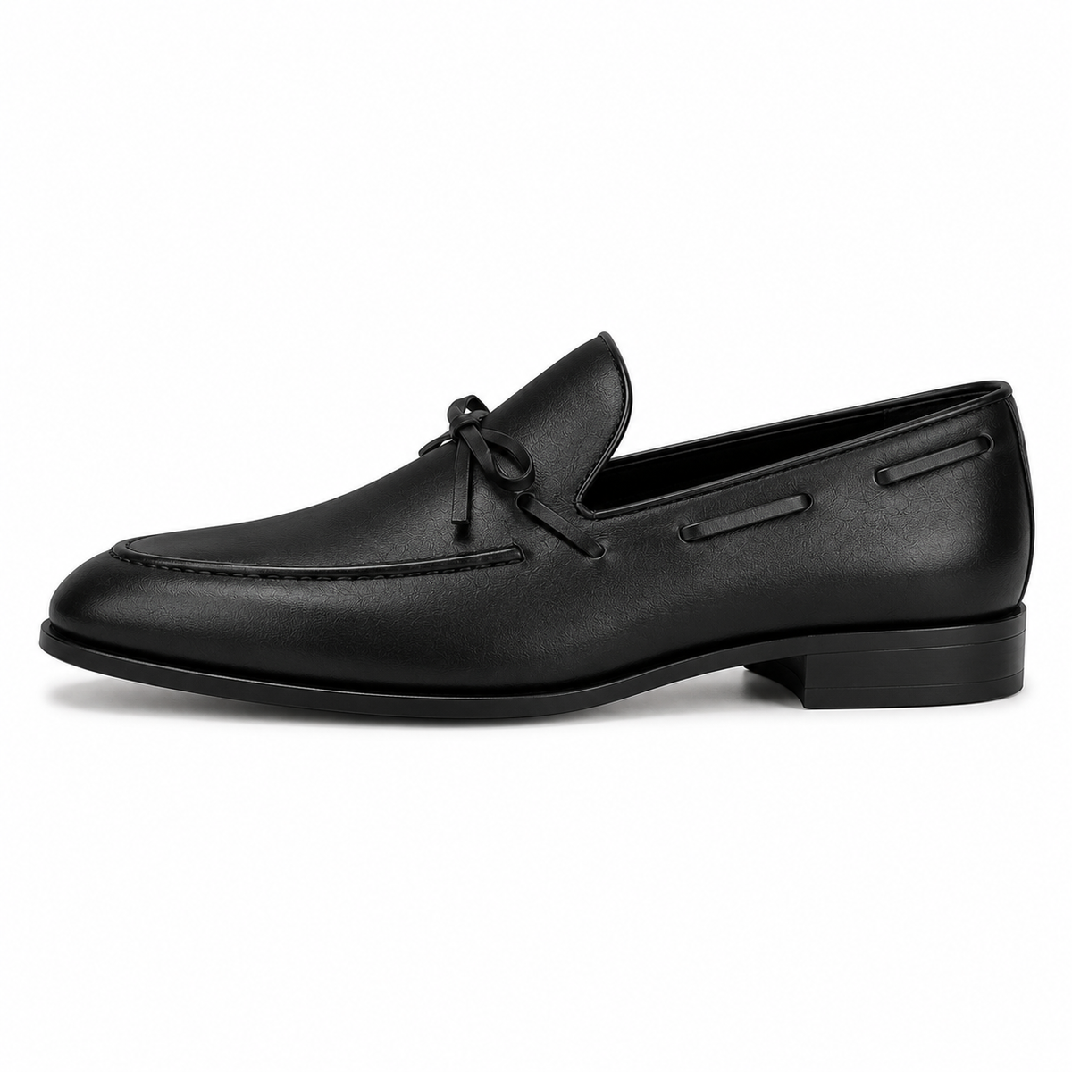 Sarto Black Leather Bow Loafers