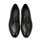 Sarto Black Leather Bow Loafers