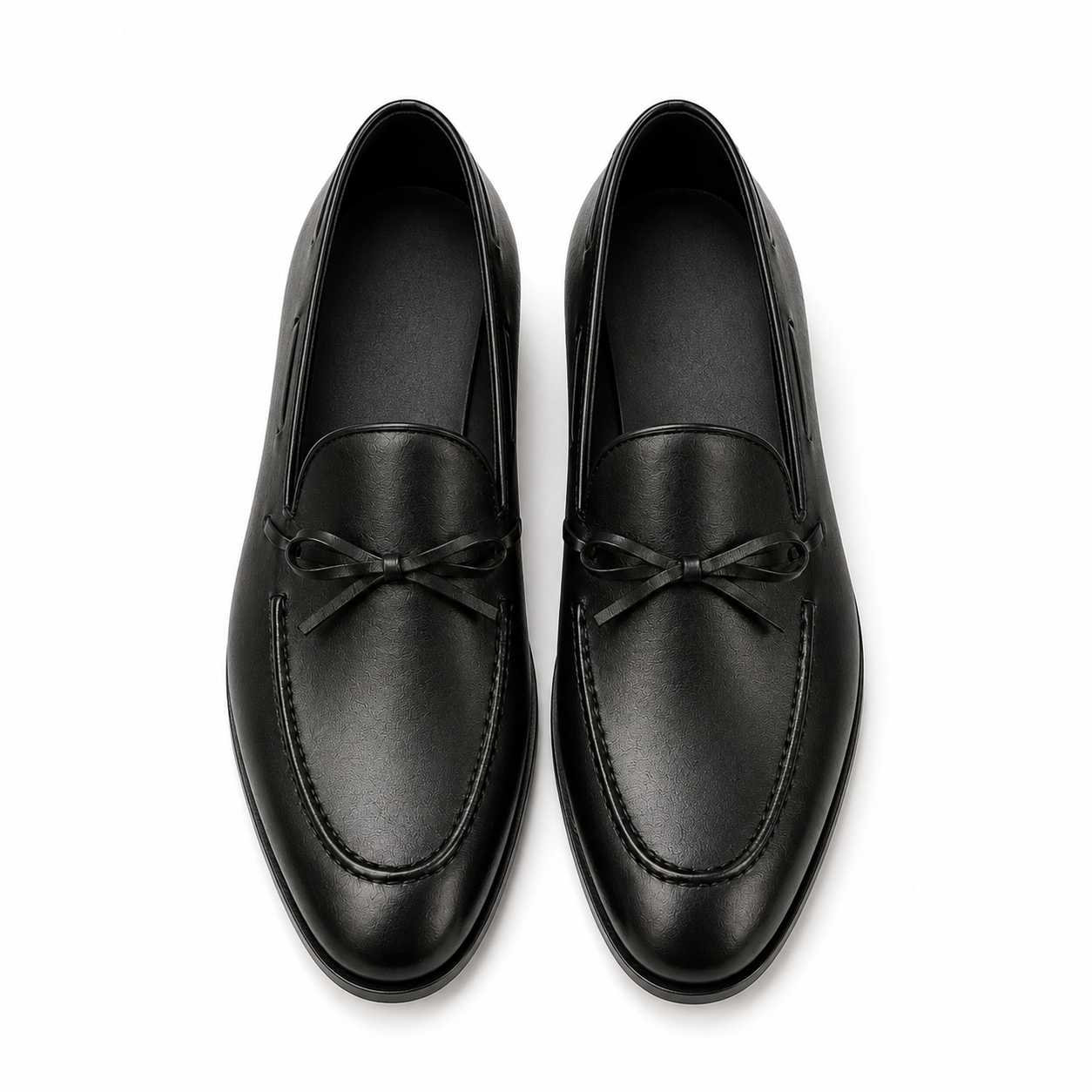 Sarto Black Leather Bow Loafers