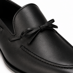 Sarto Black Leather Bow Loafers