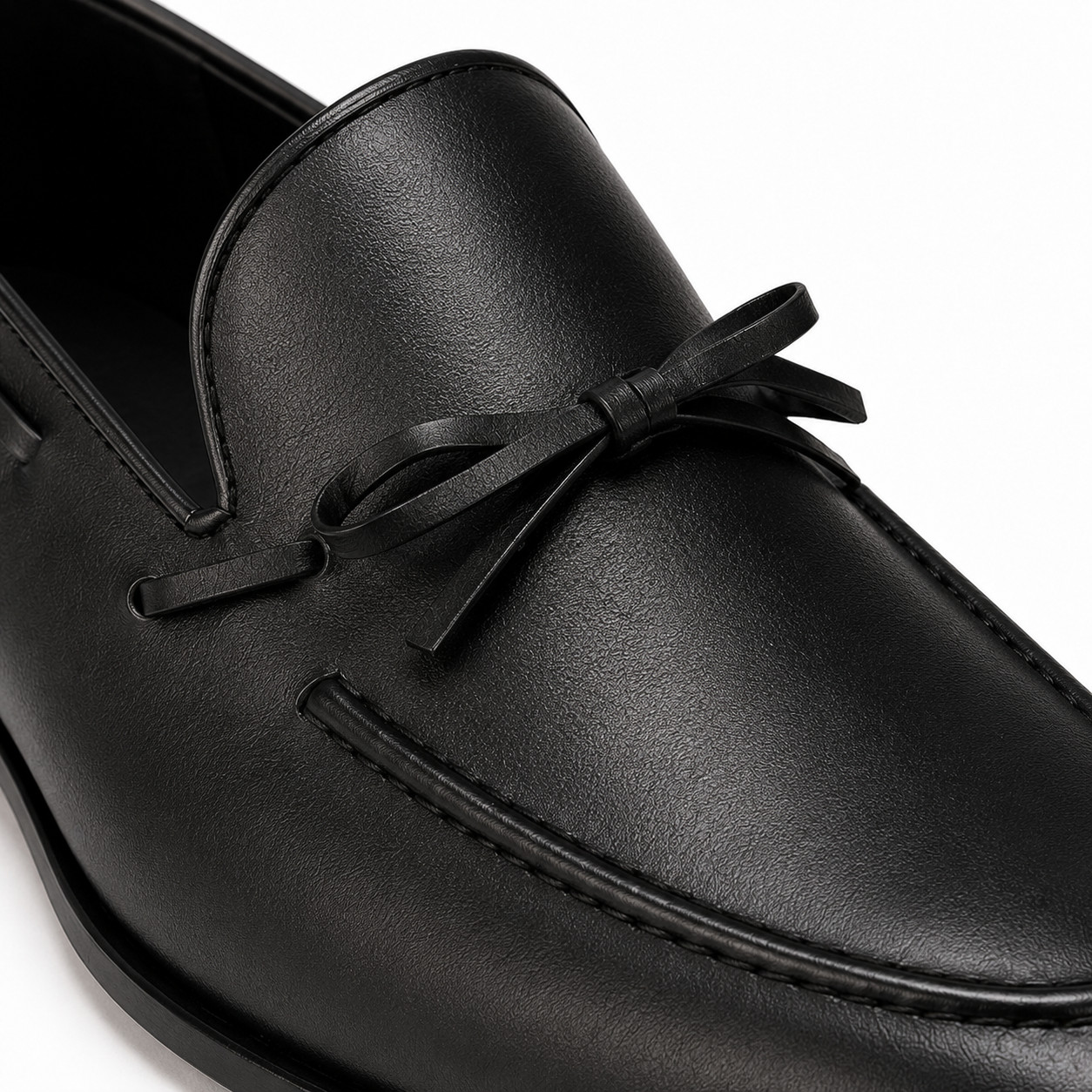 Sarto Black Leather Bow Loafers