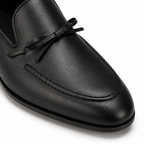 Sarto Black Leather Bow Loafers