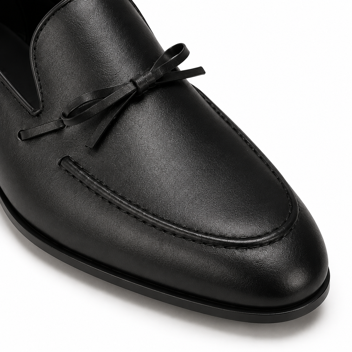 Sarto Black Leather Bow Loafers