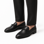 Sarto Black Leather Bow Loafers