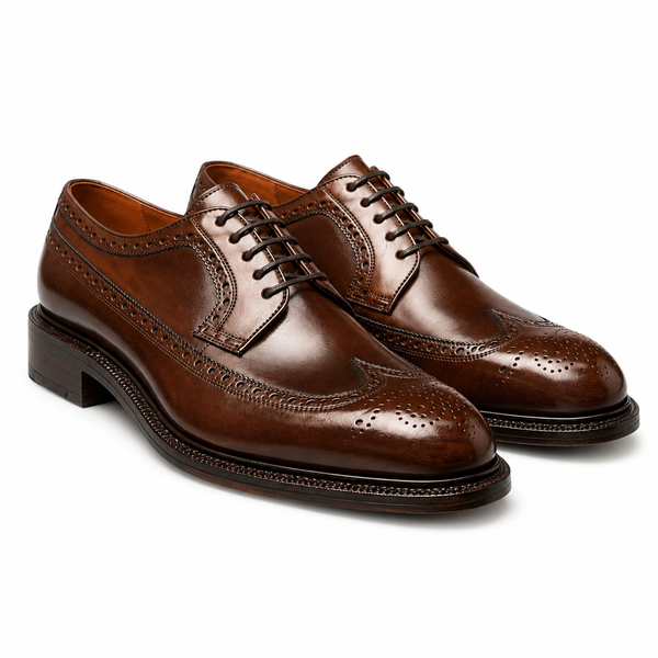 Heritage Brown Leather Wingtip Brogue Shoes
