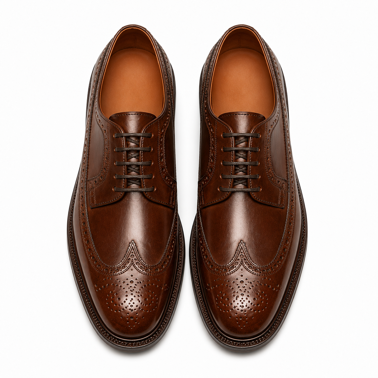 Heritage Brown Leather Wingtip Brogue Shoes