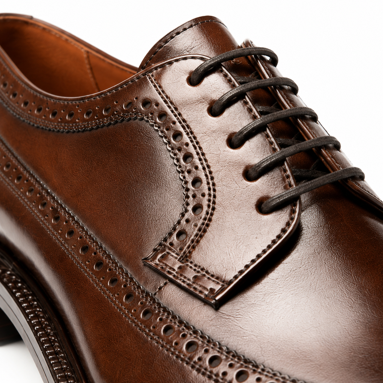 Heritage Brown Leather Wingtip Brogue Shoes