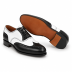 Monaco Black & White Wingtip Brogue Shoes