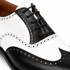 Monaco Black & White Wingtip Brogue Shoes