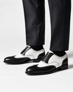 Monaco Black & White Wingtip Brogue Shoes