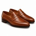 Cognac Brown Leather Penny Loafers