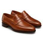 Cognac Brown Leather Penny Loafers