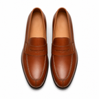 Cognac Brown Leather Penny Loafers