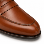 Cognac Brown Leather Penny Loafers