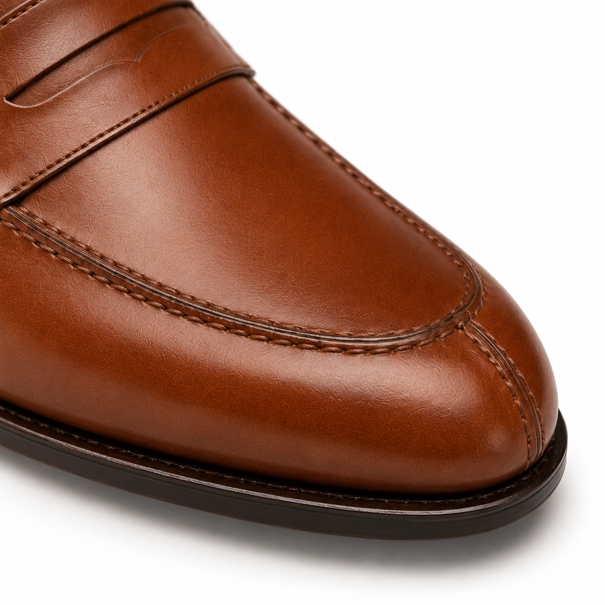 Cognac Brown Leather Penny Loafers