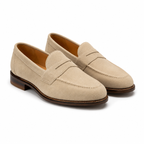 Milano Beige Suede Penny Loafers