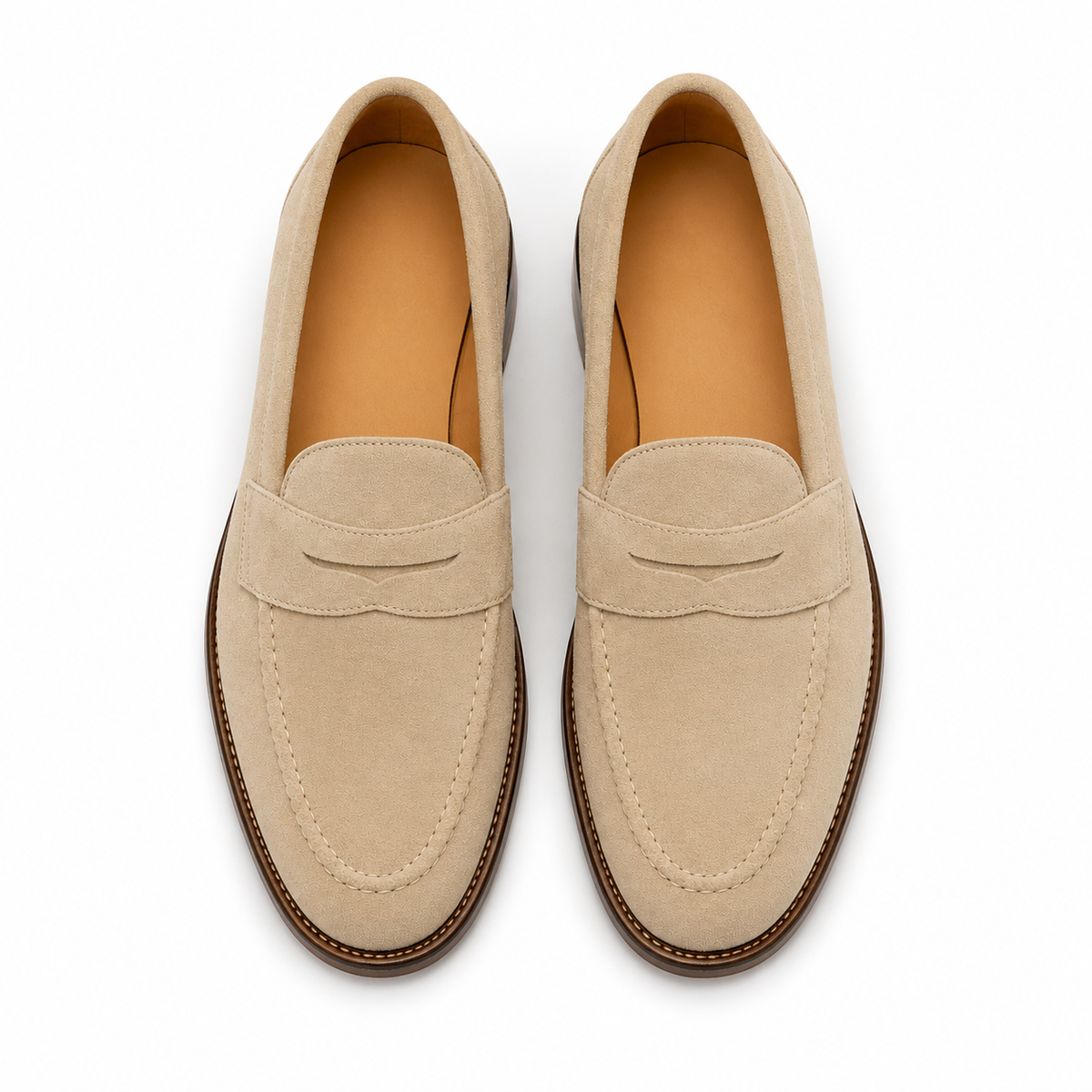 Milano Beige Suede Penny Loafers