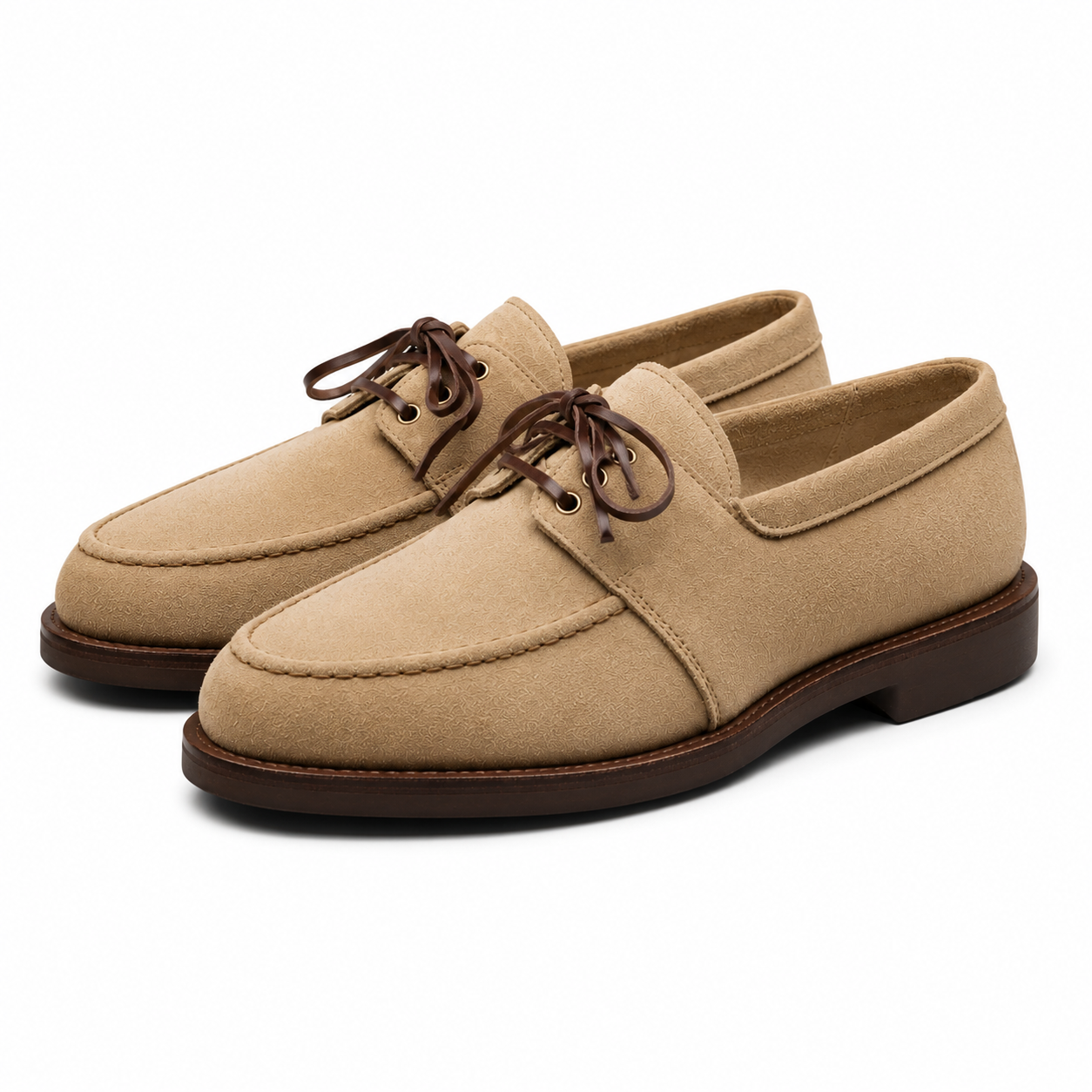 Sandstone Beige Suede Lace Loafers