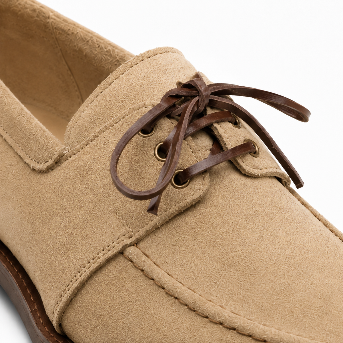 Sandstone Beige Suede Lace Loafers