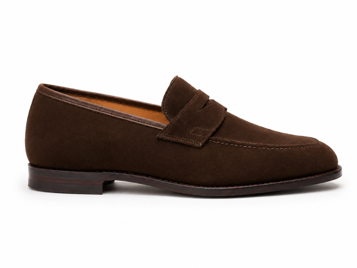 Espresso Brown Suede Penny Loafers