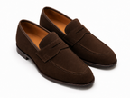 Espresso Brown Suede Penny Loafers