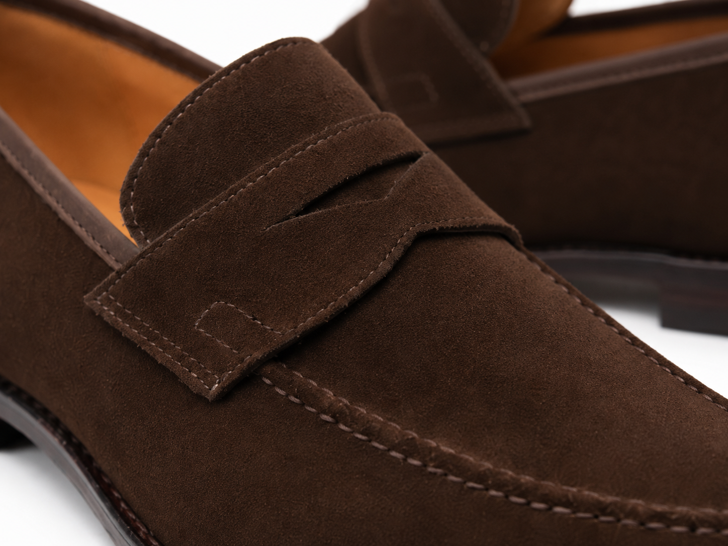Espresso Brown Suede Penny Loafers