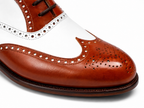 Two-Tone Cognac & Ivory Brogue Oxford Shoes