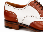 Two-Tone Cognac & Ivory Brogue Oxford Shoes