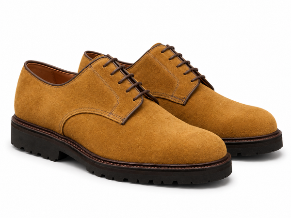 Tan Suede Derby Shoes with Lug Sole