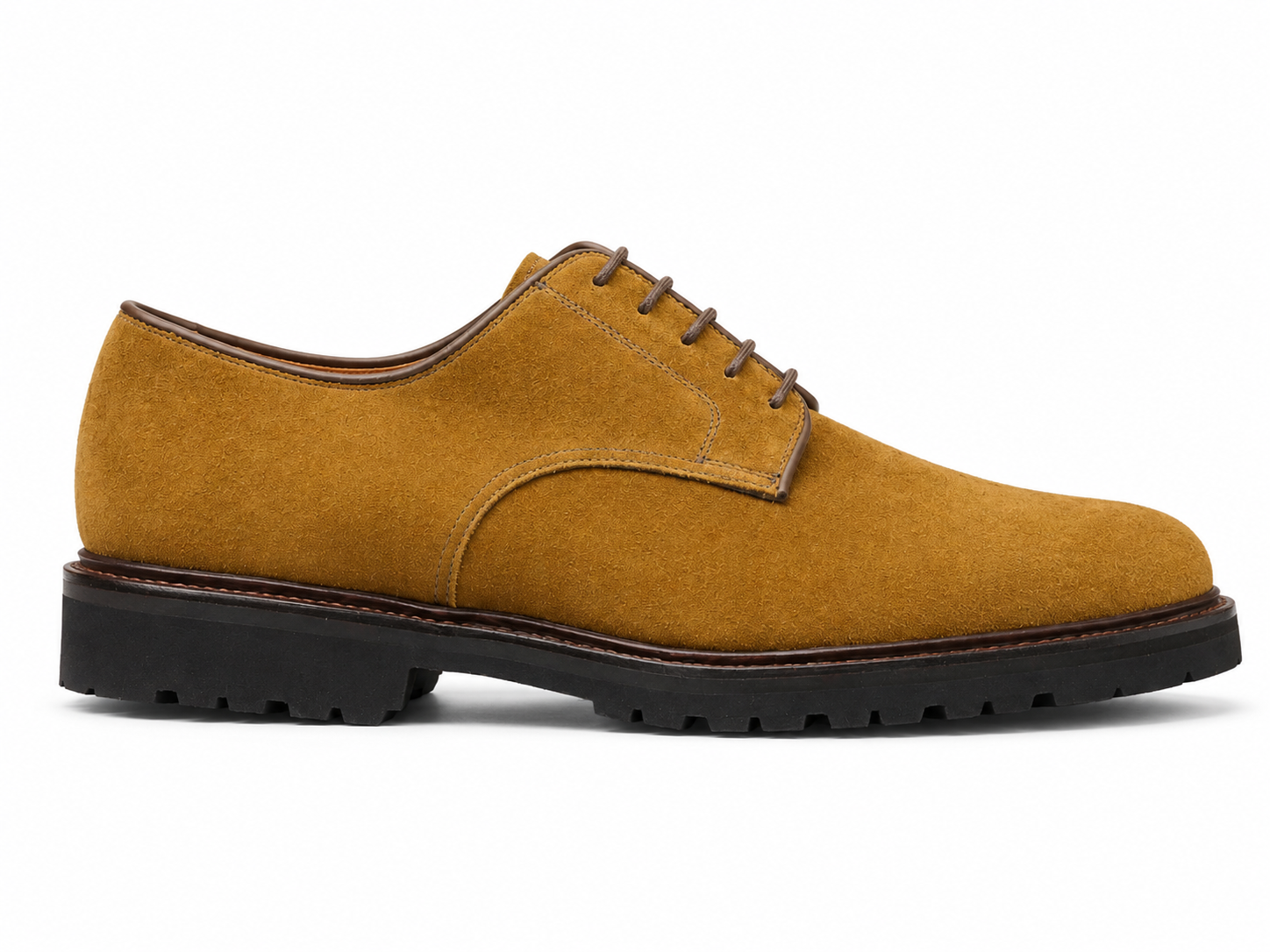 Tan Suede Derby Shoes with Lug Sole