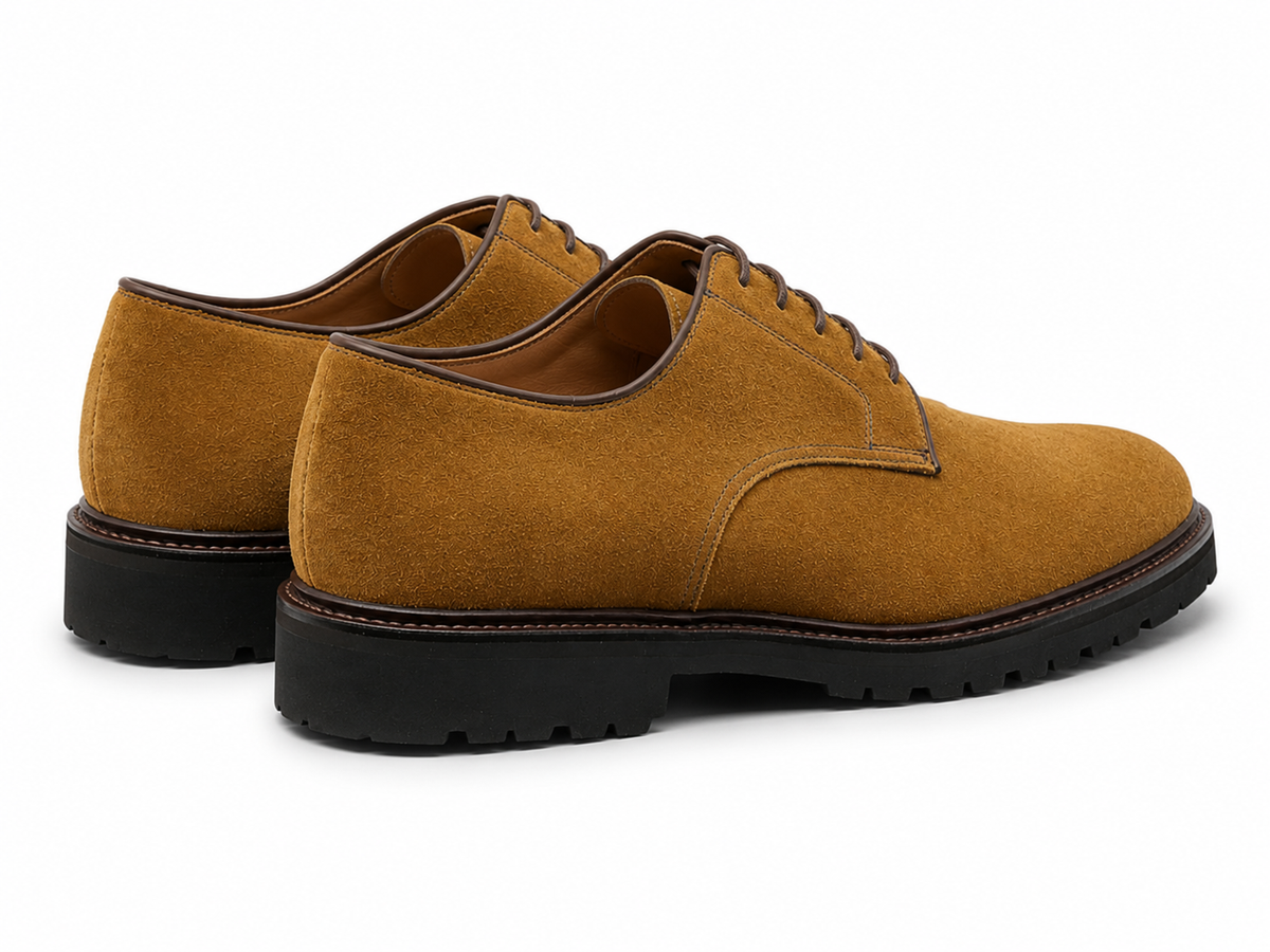 Tan Suede Derby Shoes with Lug Sole