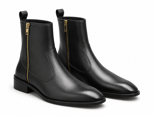 Black Leather Chelsea Boots