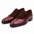 Burgundy Leather & Suede Brogue Oxford Shoes