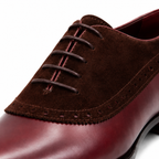 Burgundy Leather & Suede Brogue Oxford Shoes