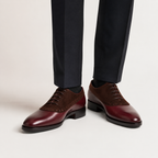 Burgundy Leather & Suede Brogue Oxford Shoes