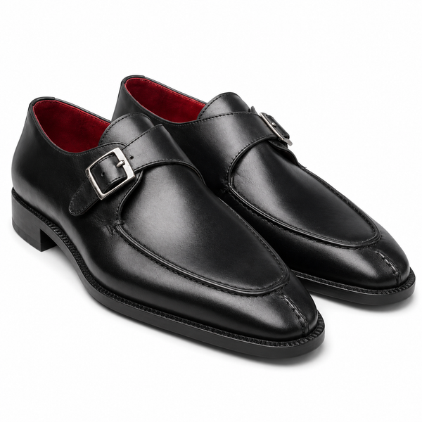 Black Leather Monk Straps
