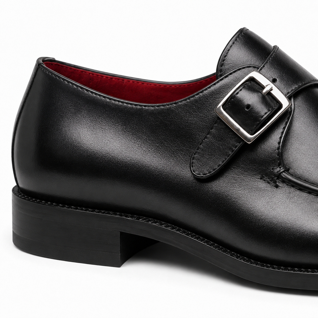 Black Leather Monk Straps